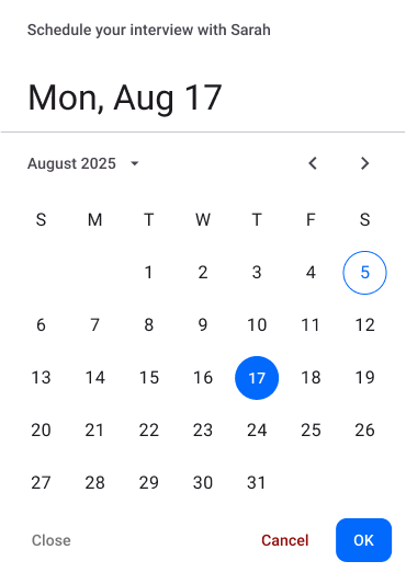 Modal date picker